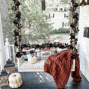 5.7ft Black Artificial Halloween Garland with Roses and Berries – Bulk Quantity