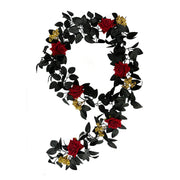 5.7ft Black Artificial Halloween Garland with Roses and Berries – Bulk Quantity