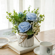 7 Inch Artificial Rose and Berries Bouquet in Vase, 1 Pc Silk Floral Arrangement