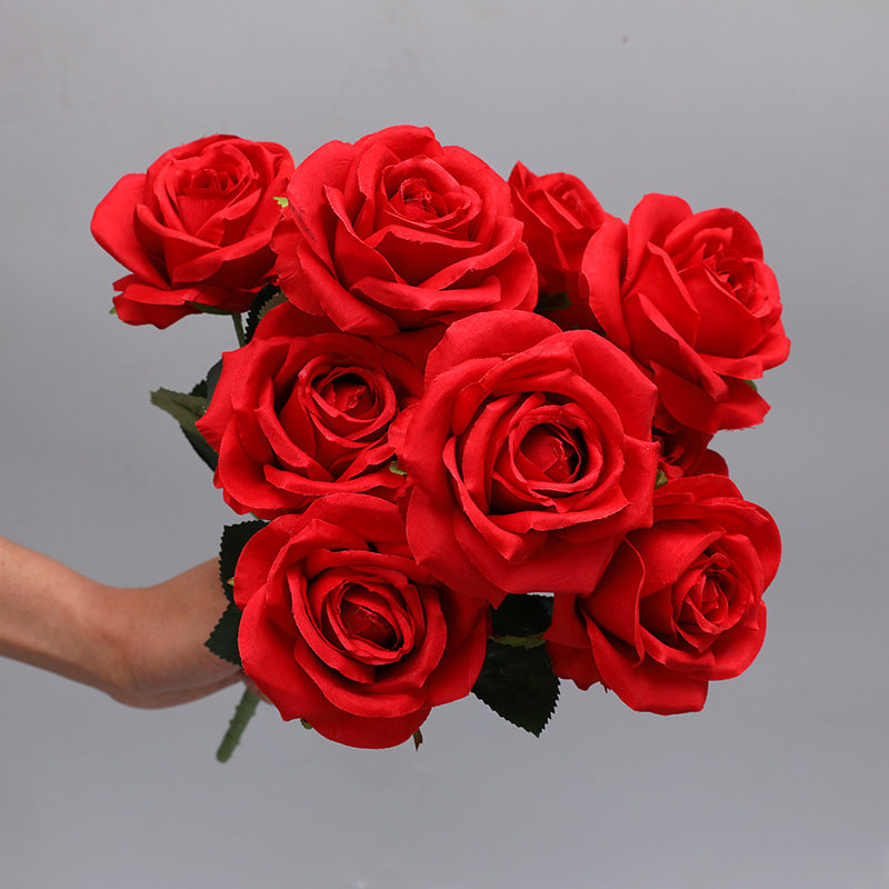 17 Inch Faux Silk Rose Bush Bouquet, Bulk Wholesale Artificial Roses, Multiple Stems