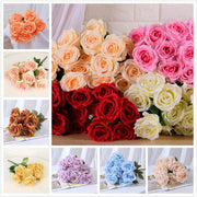 1 Bush 15 Inch Faux Flowers Rose Bouquet - Artificialmerch
