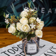 1 Bush Artificial Roses Flowers Realistic Blossom Bouquet - Artificialmerch