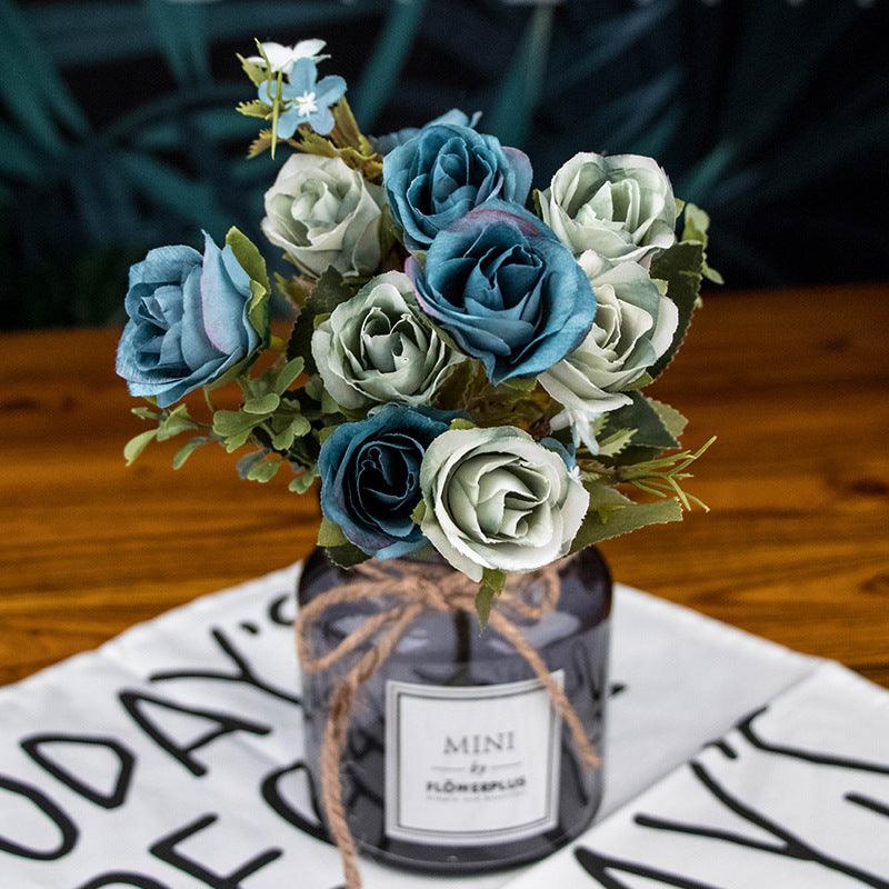 1 Bush Artificial Roses Flowers Realistic Blossom Bouquet - Artificialmerch