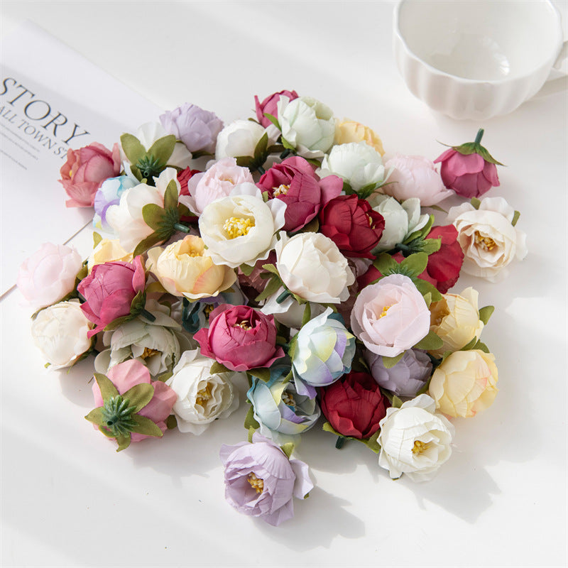7 Pcs Artificial Tiny Rose Heads 2 Inch for Crafts Bulk Wholesale