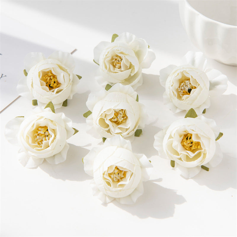 7 Pcs Artificial Tiny Rose Heads 2 Inch for Crafts Bulk Wholesale