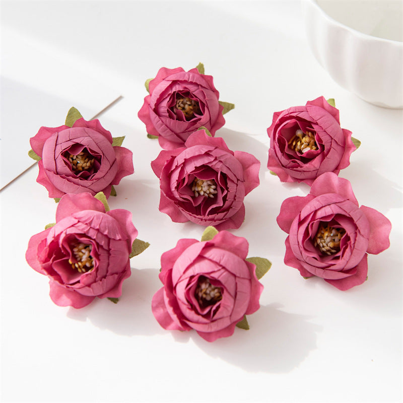 7 Pcs Artificial Tiny Rose Heads 2 Inch for Crafts Bulk Wholesale