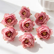 7 Pcs Artificial Tiny Rose Heads 2 Inch for Crafts Bulk Wholesale