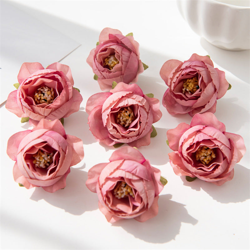 7 Pcs Artificial Tiny Rose Heads 2 Inch for Crafts Bulk Wholesale