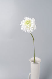 Artificial White Scabiosa Flowers 24 Inch Stems 10 Pcs Bulk Silk Floral Stems