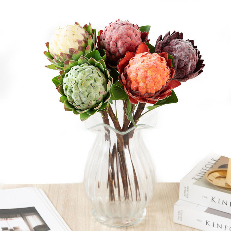 Artificial Shakyamuni Flower with Leaves Stem 18 Inch 10 Pcs Bulk Wholesale