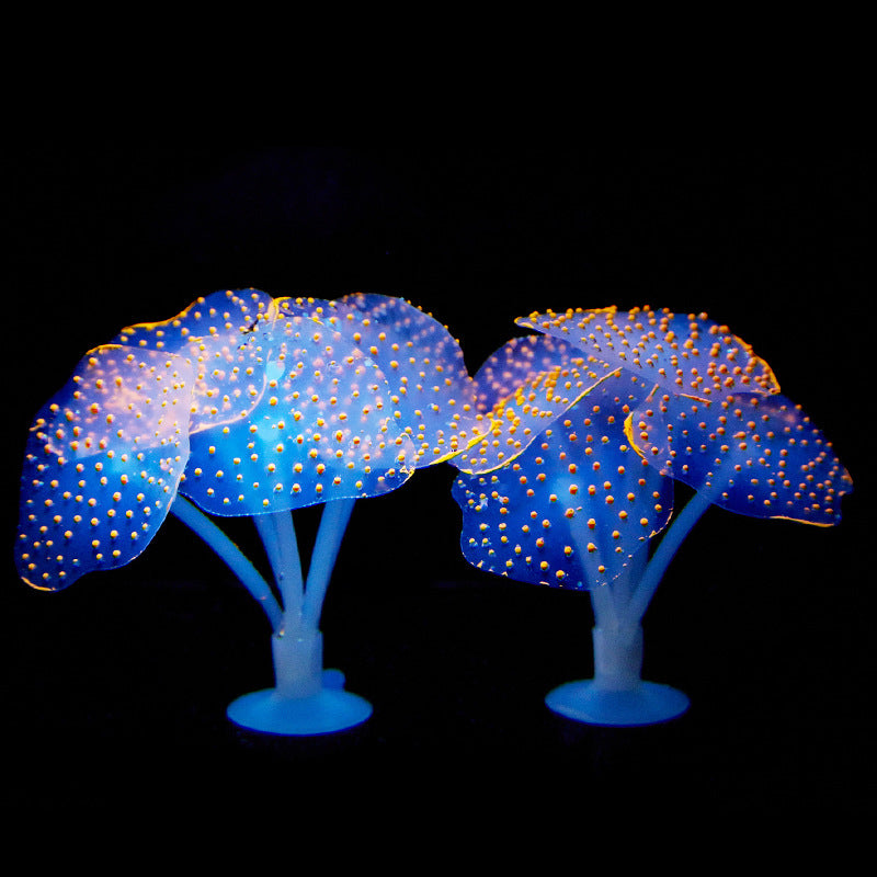 2 Pcs Artificial Aquarium Plants Ornament Glow-in-the-Dark Fish Tank Decor