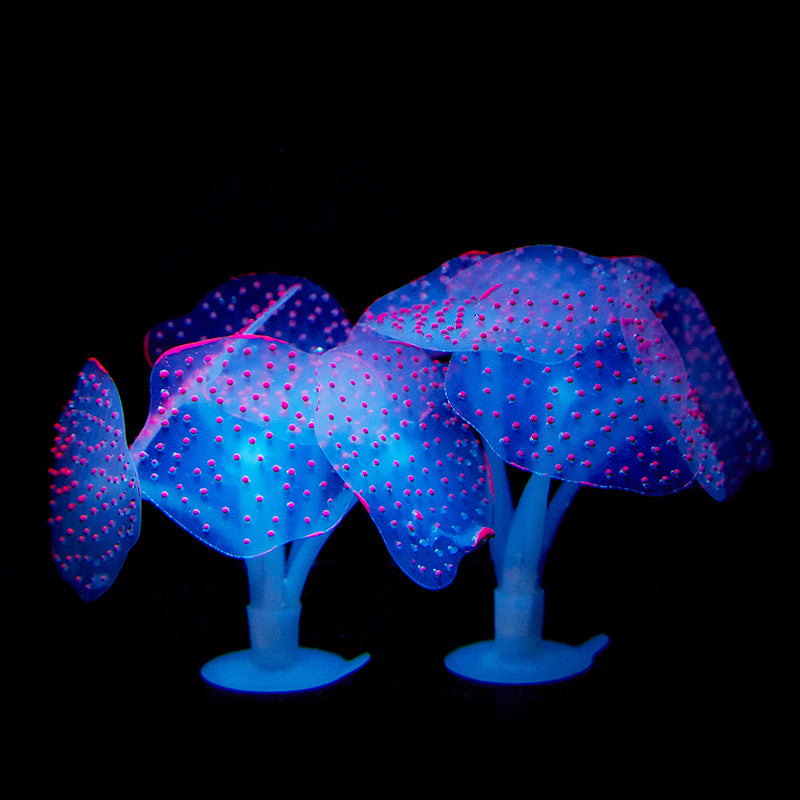 2 Pcs Artificial Aquarium Plants Ornament Glow-in-the-Dark Fish Tank Decor