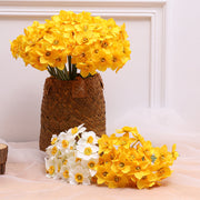 6 Pcs 16 Inch Artificial Daffodil Stems Bulk Faux Narcissus Spring Flowers