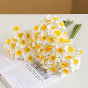 6 Pcs 16 Inch Artificial Daffodil Stems Bulk Faux Narcissus Spring Flowers
