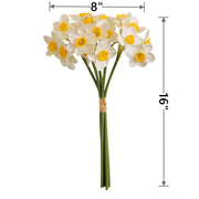 6 Pcs 16 Inch Artificial Daffodil Stems Bulk Faux Narcissus Spring Flowers