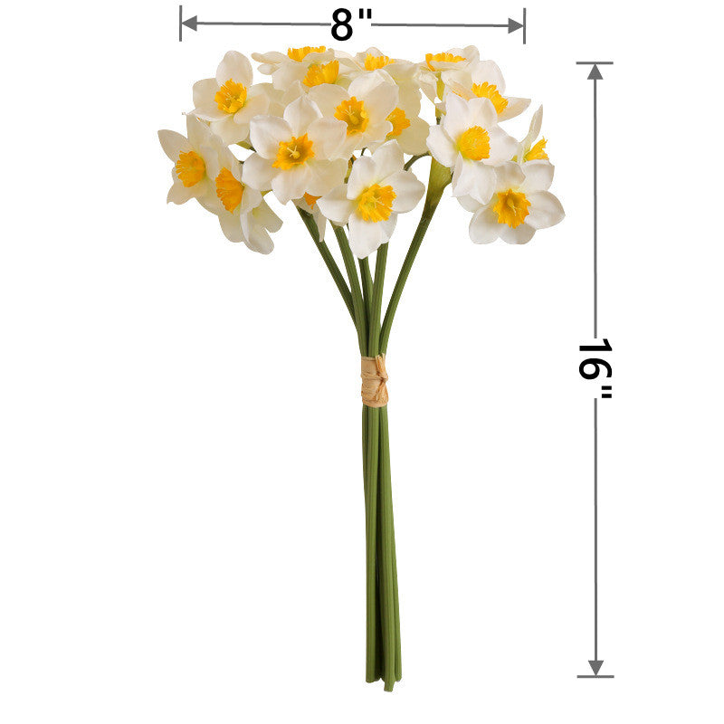 6 Pcs 16 Inch Artificial Daffodil Stems Bulk Faux Narcissus Spring Flowers