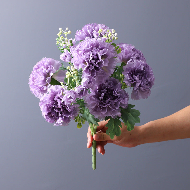 Artificial Silk Carnations Bush 14 Inch 10 Pcs Bulk January Birth Flower