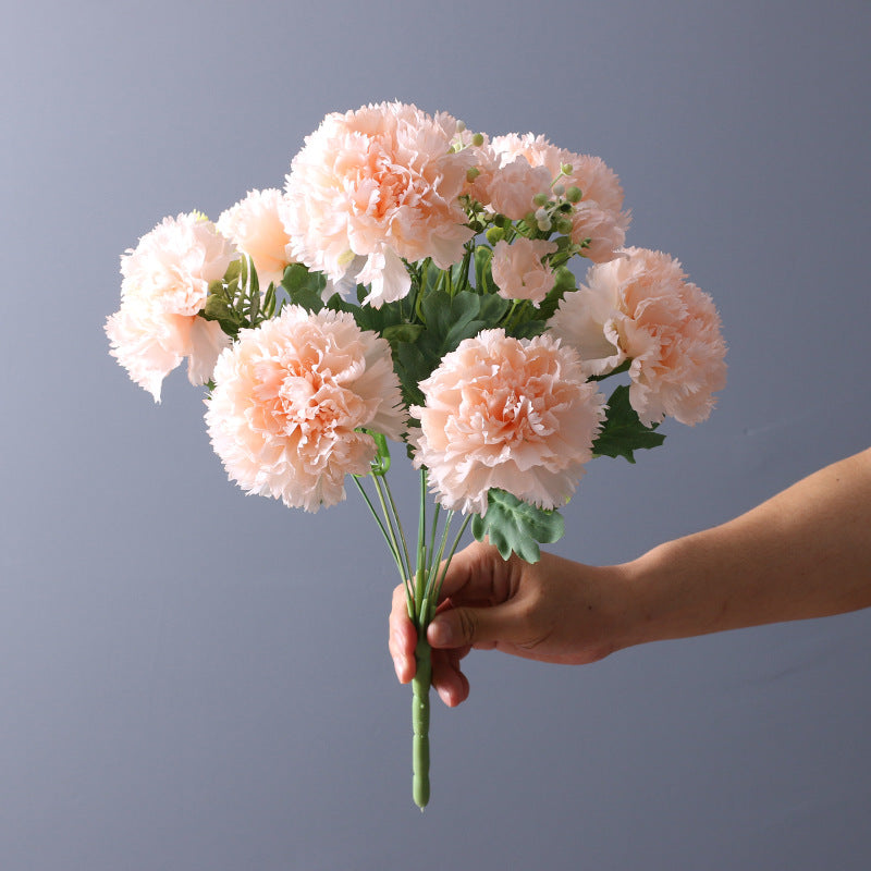 Artificial Silk Carnations Bush 14 Inch 10 Pcs Bulk January Birth Flower