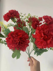 Artificial Silk Carnations Bush 14 Inch 10 Pcs Bulk January Birth Flower