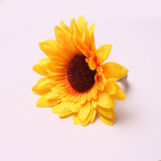 12 Pcs Handmade Silk Sunflower Napkin Rings with Alloy Buckle – Bulk Set