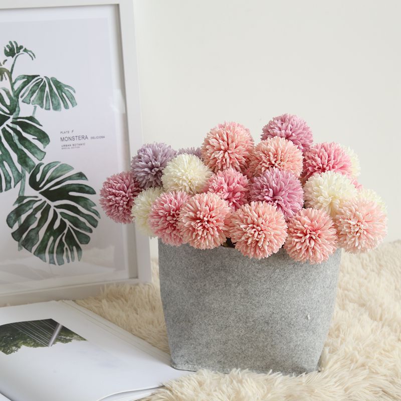 11.4 Inch Artificial Silk Pompon Mum Chrysanthemum Flowers with Stems, Bulk Wholesale Kiku Flowers