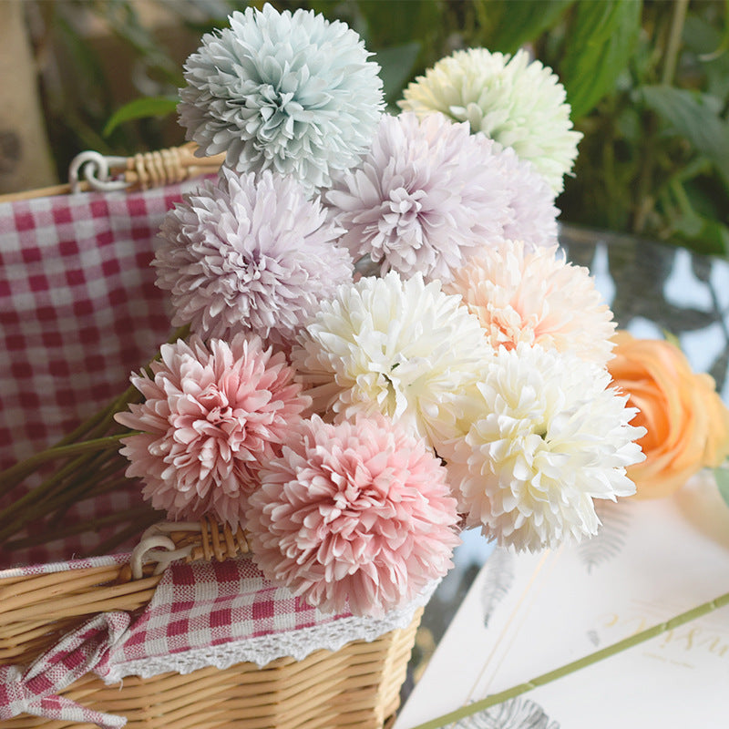 11.4 Inch Artificial Silk Pompon Mum Chrysanthemum Flowers with Stems, Bulk Wholesale Kiku Flowers