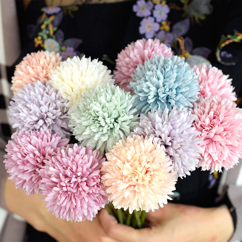 11.4 Inch Artificial Silk Pompon Mum Chrysanthemum Flowers with Stems, Bulk Wholesale Kiku Flowers
