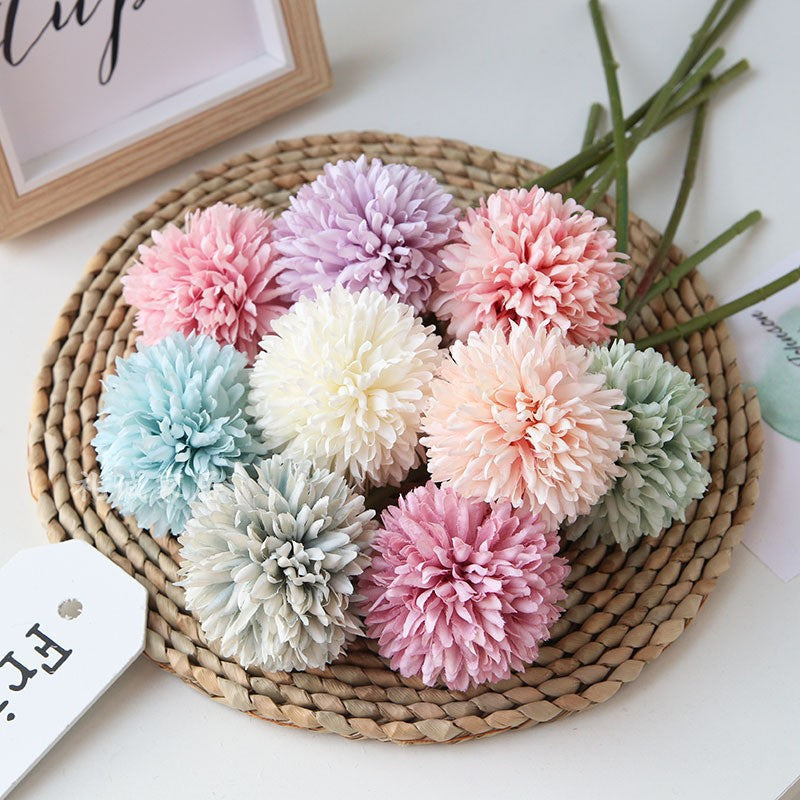 11.4 Inch Artificial Silk Pompon Mum Chrysanthemum Flowers with Stems, Bulk Wholesale Kiku Flowers