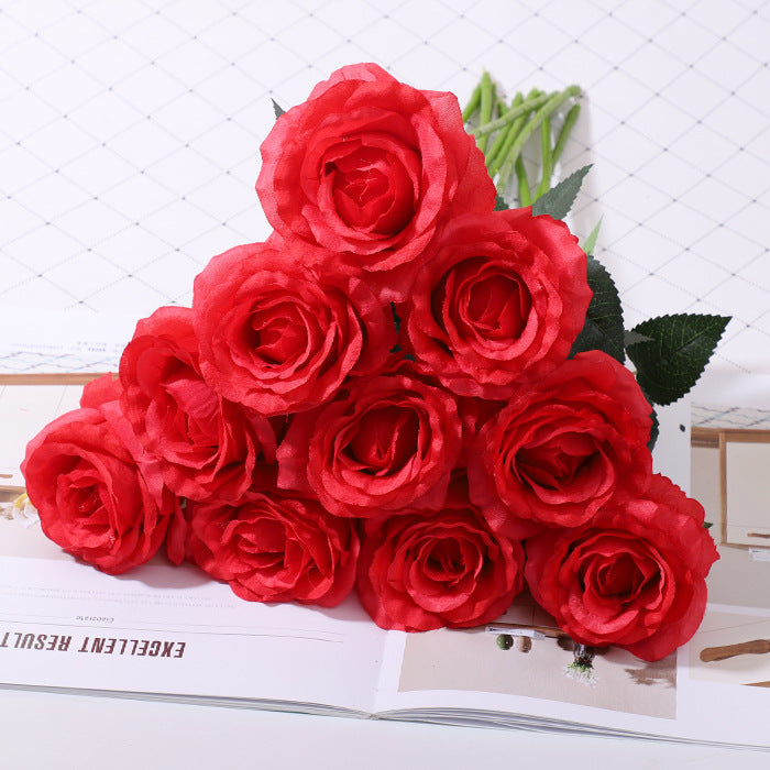 10 Pcs 19 Inch Artificial Silk Rose Flower Bouquet Bulk Wholesale