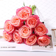 10 Pcs 19 Inch Artificial Silk Rose Flower Bouquet Bulk Wholesale