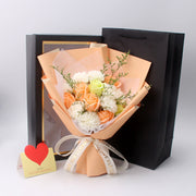 Artificial Soap Flower Bouquet, 12 Pcs Mixed Rose and Carnation, Bulk Wholesale Gift Set