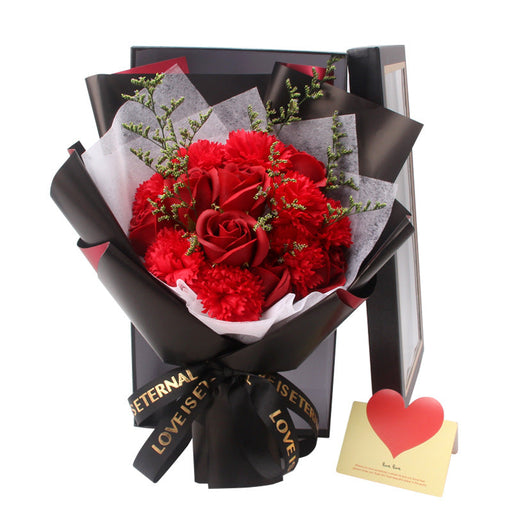 Artificial Soap Flower Bouquet, 12 Pcs Mixed Rose and Carnation, Bulk Wholesale Gift Set