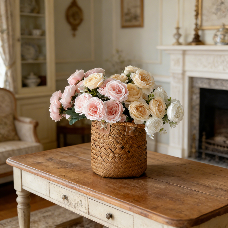 12 Inch Artificial Spring Peony Bush Bouquet, Bulk Quantity, Silk Flowers