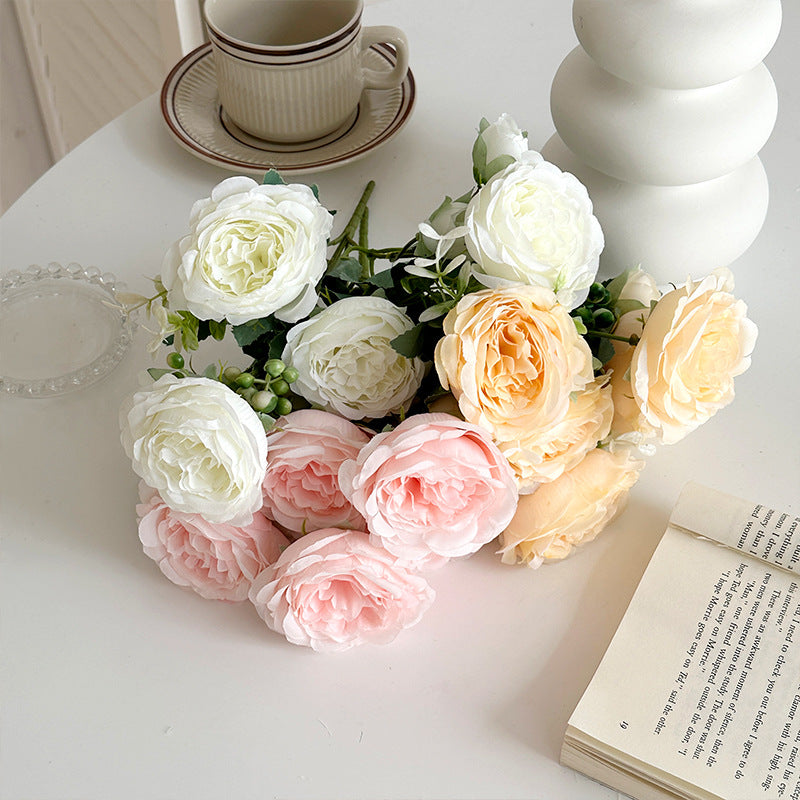 12 Inch Artificial Spring Peony Bush Bouquet, Bulk Quantity, Silk Flowers