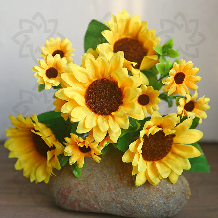 13 Inch Artificial Silk Sunflower Bush, Bulk Wholesale Quantity