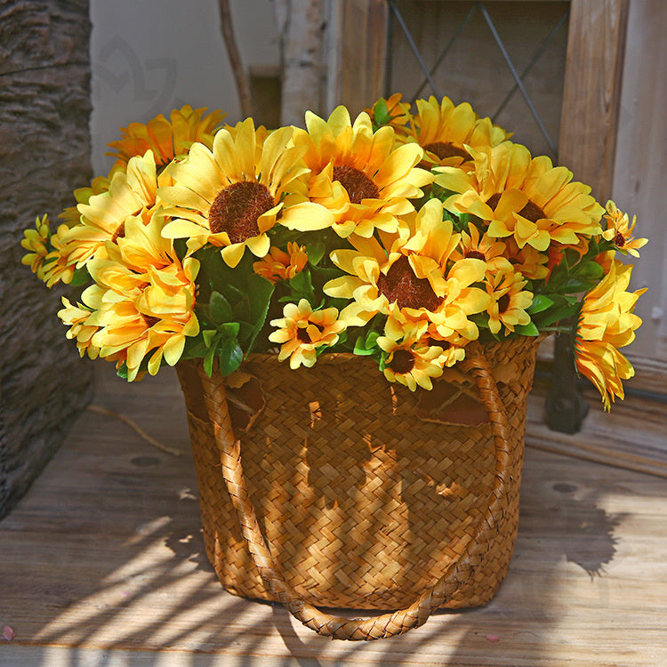 13 Inch Artificial Silk Sunflower Bush, Bulk Wholesale Quantity