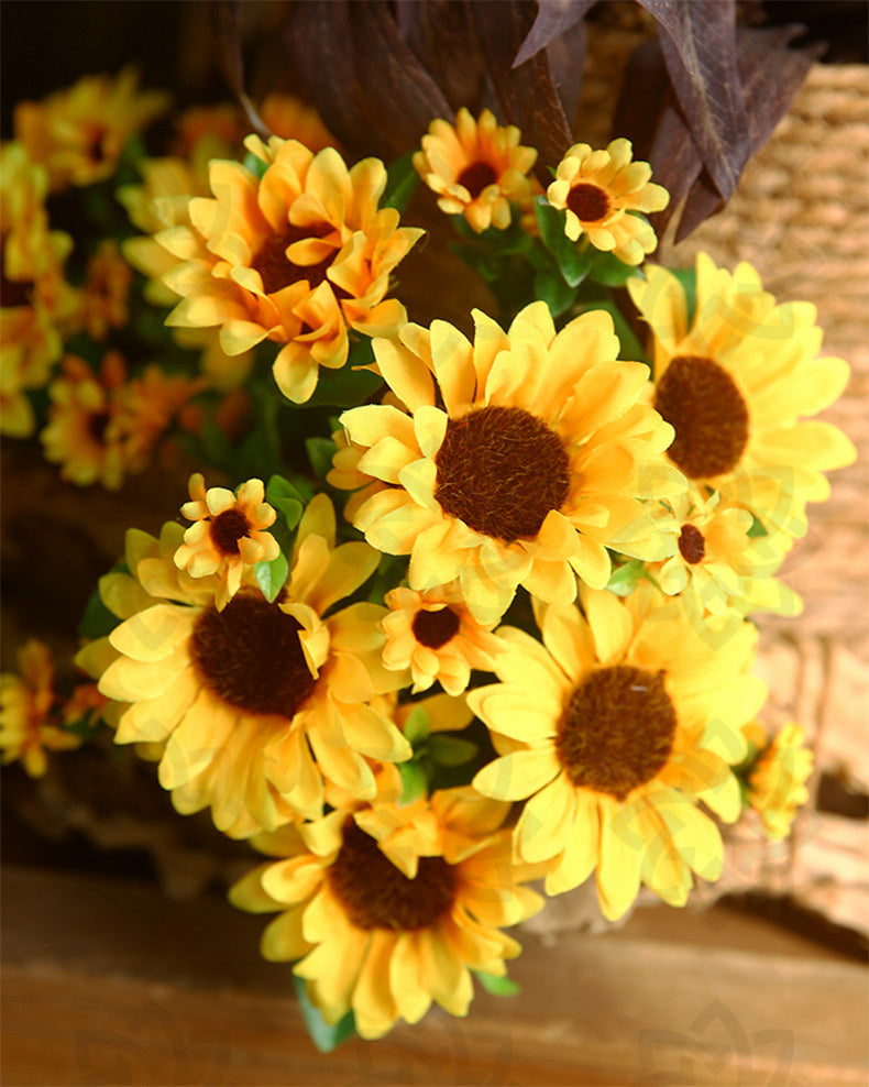 13 Inch Artificial Silk Sunflower Bush, Bulk Wholesale Quantity