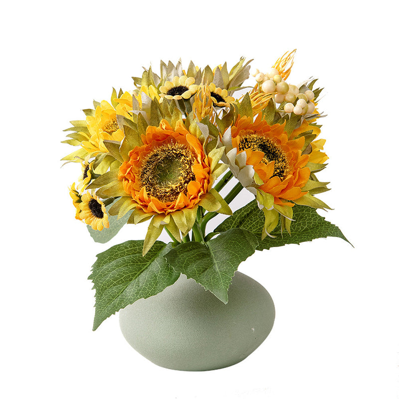 10 Inch Artificial Silk Sunflower Bouquet, 10 Stems Bulk Floral Arrangement