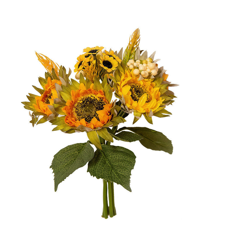 10 Inch Artificial Silk Sunflower Bouquet, 10 Stems Bulk Floral Arrangement