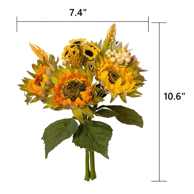 10 Inch Artificial Silk Sunflower Bouquet, 10 Stems Bulk Floral Arrangement