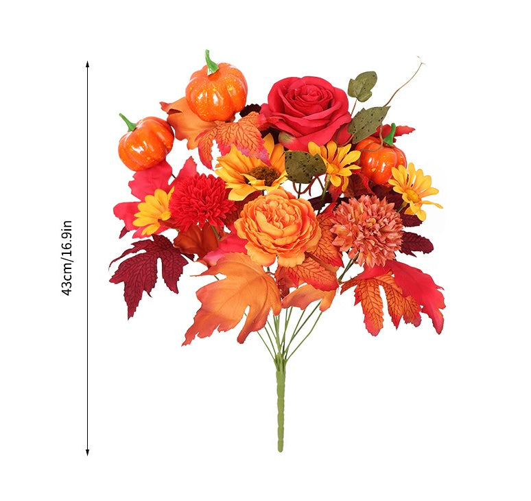 Artificial Sunflowers & Maple Leaves - Silk Flower Decor for Thanksgiving, Halloween, Christmas | Ready-to-Use Arrangements (16.9" & 11.8")
