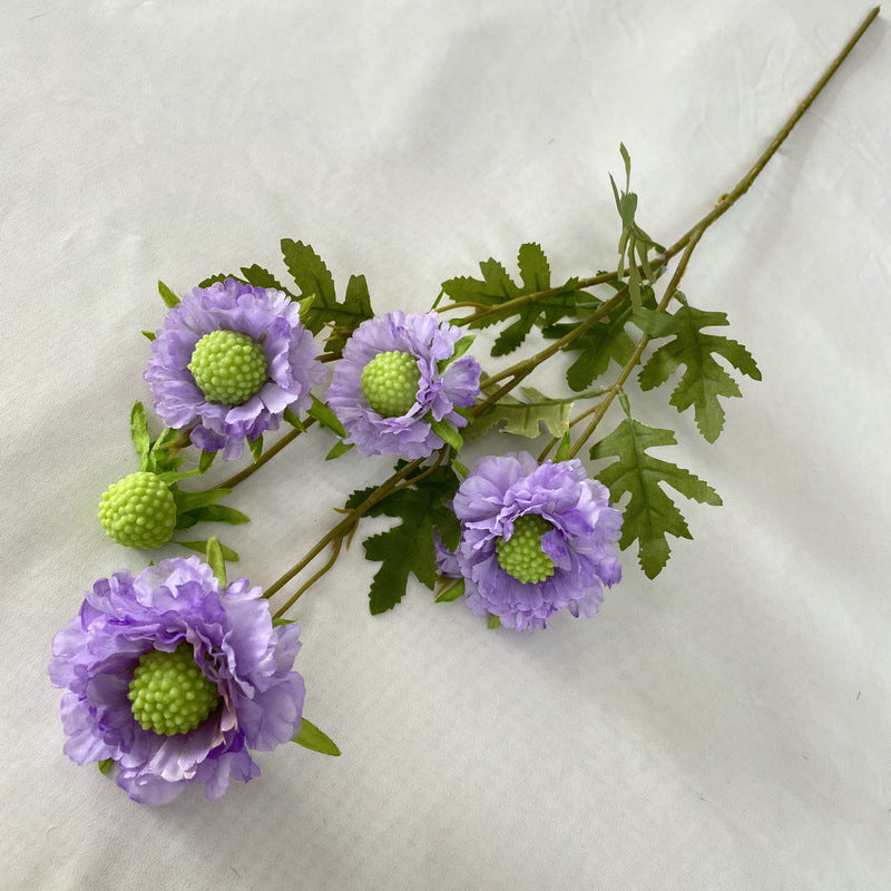 31 Inch Sweet Scabious Silk Flowers Artificial Bulk Wholesale 10 Pcs