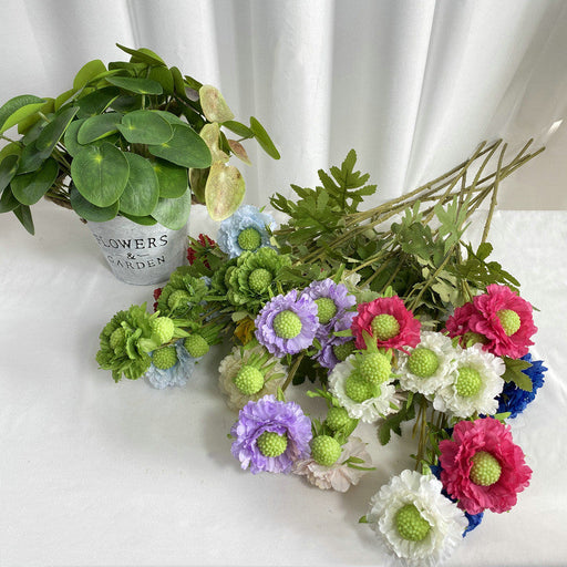 31 Inch Sweet Scabious Silk Flowers Artificial Bulk Wholesale 10 Pcs