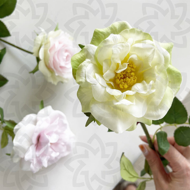 19.6 Inch Artificial Tea Rose Stem 10 Pcs Real Touch Silk Flowers Bulk