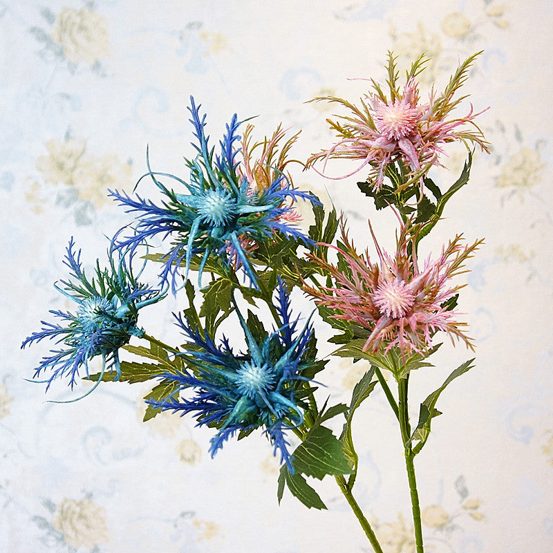 26 Inch Artificial Eryngium Thistle Flowers 10 Stems Real Touch Silk Bulk