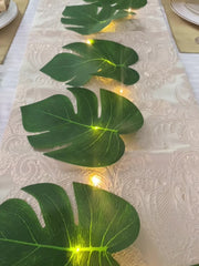79 Inch Artificial Tropical Palm Leaves Vine Garland with String Lights, Bulk Quantity