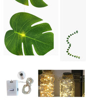 79 Inch Artificial Tropical Palm Leaves Vine Garland with String Lights, Bulk Quantity