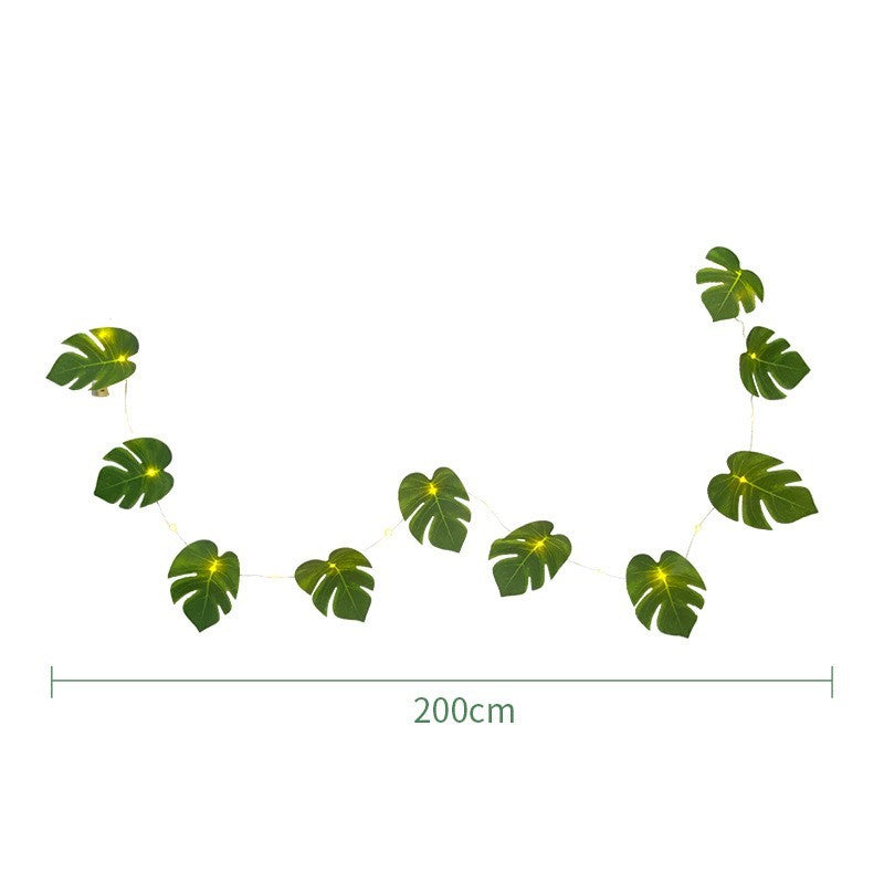 79 Inch Artificial Tropical Palm Leaves Vine Garland with String Lights, Bulk Quantity