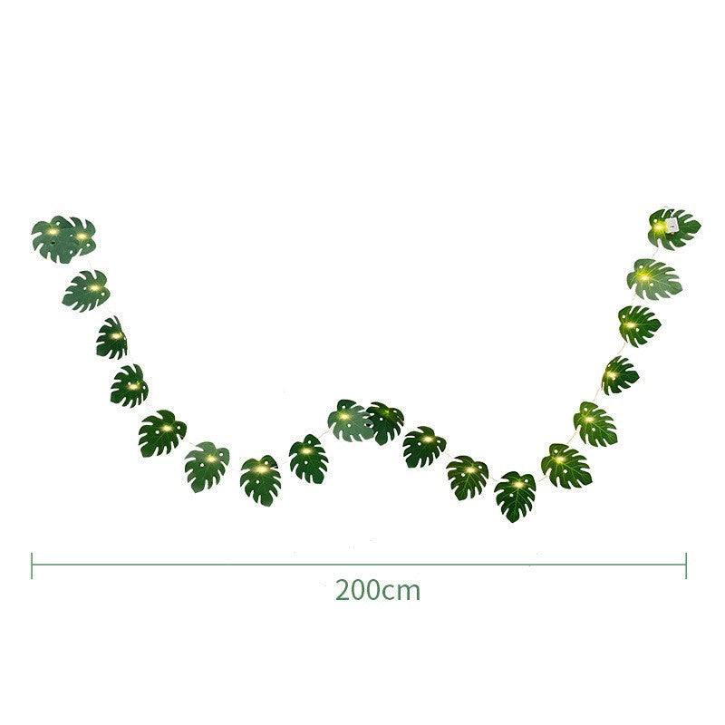 79 Inch Artificial Tropical Palm Leaves Vine Garland with String Lights, Bulk Quantity