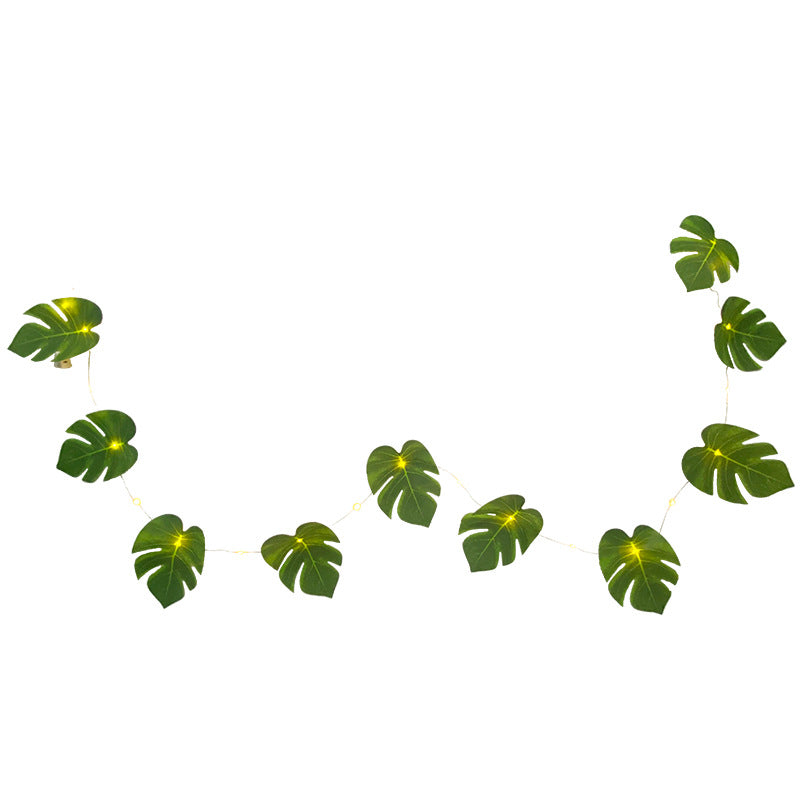79 Inch Artificial Tropical Palm Leaves Vine Garland with String Lights, Bulk Quantity